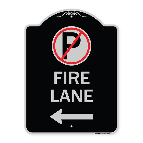 Fire Lane No Parking and Left Arrow Heavy-Gauge Aluminum Sign, 24" x 18", BS-1824-24020